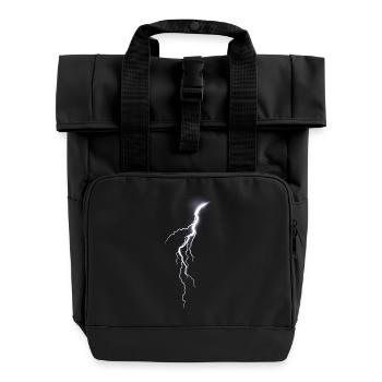 Lightning Bolt Flash - Roll Top Backpack with Two Handles - black - Front