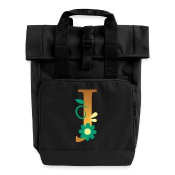 J - Roll Top Backpack with Two Handles - black - Front