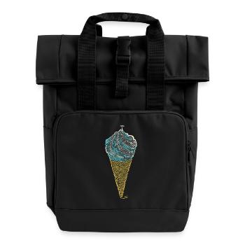 Glace Italienne labyrinthique (contours) - Roll Top Backpack with Two Handles - black - Front