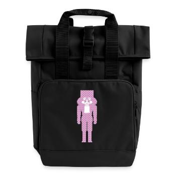 Nutcracker Christmas Pink Hearts Xmas Symbol - Roll Top Backpack with Two Handles - black - Front