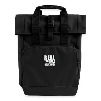 Real Truckers Drive Flatbed Occupation - Roll Top Backpack with Two Handles - black - Front