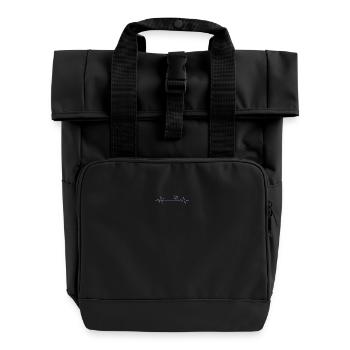 Herzschlaglinie mit Strichmännchen Aikido - Rolltop Rucksack mit zwei Griffen - Schwarz - Vorne