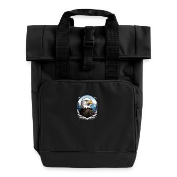 Bald eagle - Roll Top Backpack with Two Handles - black - Front