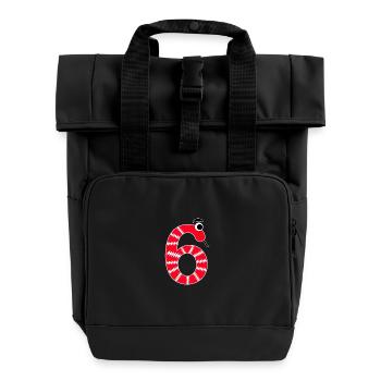 Zahl 6 Schlange rot Kinder - Rolltop Rucksack mit zwei Griffen - Schwarz - Vorne