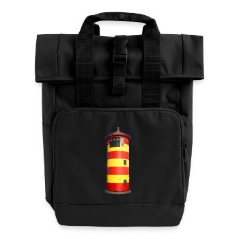 Pilsumer Leuchtturm freigestellt - Rolltop Rucksack mit zwei Griffen - Schwarz - Vorne