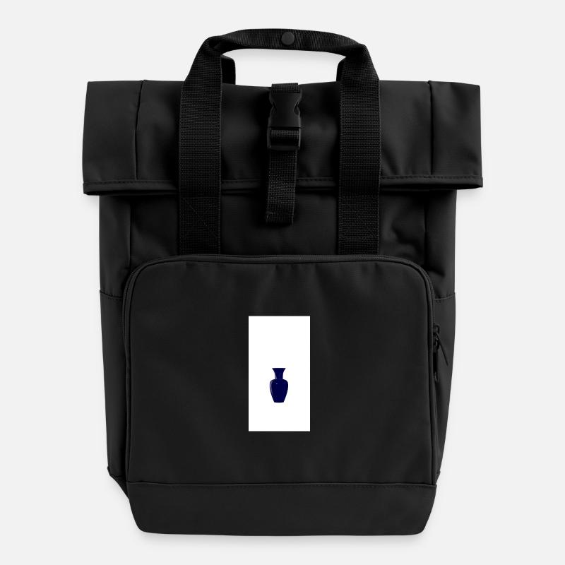 Mitternachtsblaue Vasen-Silhouette - Rolltop Rucksack mit zwei Griffen - Schwarz