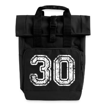 30 - Roll Top Backpack with Two Handles - black - Front