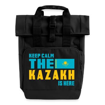 Design du drapeau Keep Calm Kazakhstan - Sac à dos Roll Top à deux anses - noir - Devant