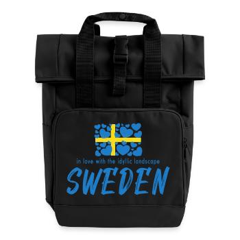 Sweden Sverige Schweden - Roll Top Backpack with Two Handles - black - Front