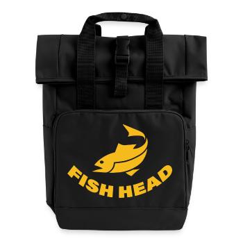 FISH HEAD - Roll Top Backpack with Two Handles - black - Front