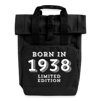 Date of birth, year of birth, 86 years - Roll Top Backpack with Two Handles - black - Front
