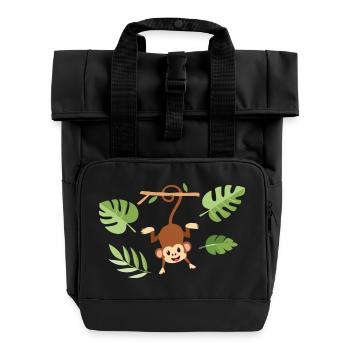 Monkey on the branch - Rolltop Rucksack mit zwei Griffen - Schwarz - Vorne