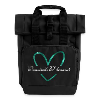 Brautjungfer mit glitzerndem grünem Herz - Rolltop Rucksack mit zwei Griffen - Schwarz - Vorne