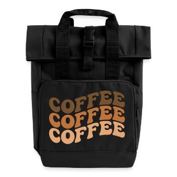 Coffee Lover Quote - Roll Top Backpack with Two Handles - black - Front