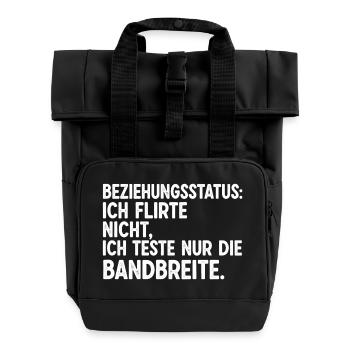 Beziehungsstatus: Ich Flirte Nicht - Rolltop Rucksack mit zwei Griffen - Schwarz - Vorne