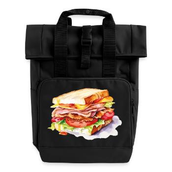  Sandwich Illustration - Rolltop Rucksack mit zwei Griffen - Schwarz - Vorne