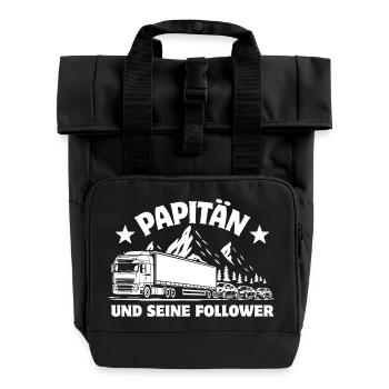 Papitän und seine Follower - LKW - Stau - Rolltop Rucksack mit zwei Griffen - Schwarz - Vorne