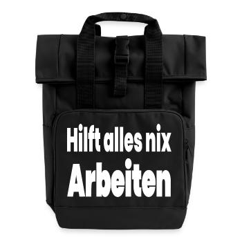 Arbeiten - Rolltop Rucksack mit zwei Griffen - Schwarz - Vorne