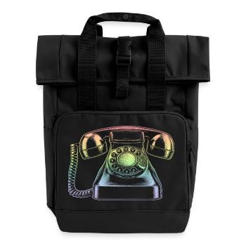 Telefon - Rolltop Rucksack mit zwei Griffen - Schwarz - Vorne