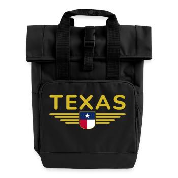 Texas Fan T-Shirt – Lone Star Style - Rolltop Rucksack mit zwei Griffen - Schwarz - Vorne