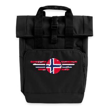 I Love Norway, Elegance Style Design T-Shirt - Roll Top Backpack with Two Handles - black - Front