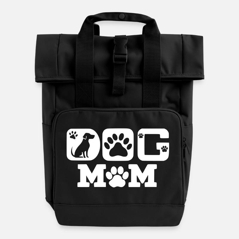 Dog Mom - Rolltop Rucksack mit zwei Griffen - Schwarz