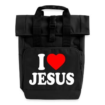 I love jesus - Roll Top Backpack with Two Handles - black - Front