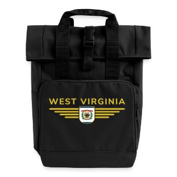 West Virginia Fan Shirt – Natur & Stolz - Rolltop Rucksack mit zwei Griffen - Schwarz - Vorne