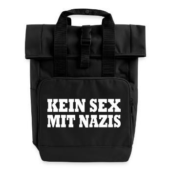 No sex with Nazis - Roll Top Backpack with Two Handles - black - Front