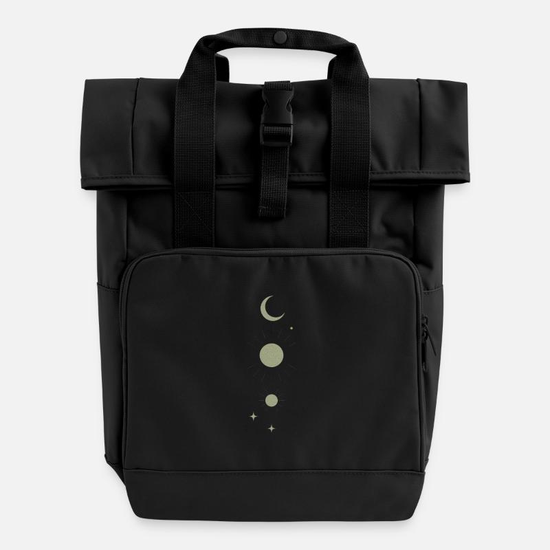 "Cosmic alignment" - Roll Top Backpack with Two Handles - black
