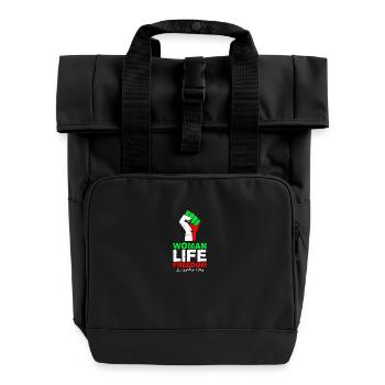 Woman Life Freedom | Fist with Iranian flag - Roll Top Backpack with Two Handles - black - Front