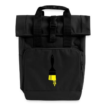 dripping paint brush - Roll Top Backpack with Two Handles - black - Front