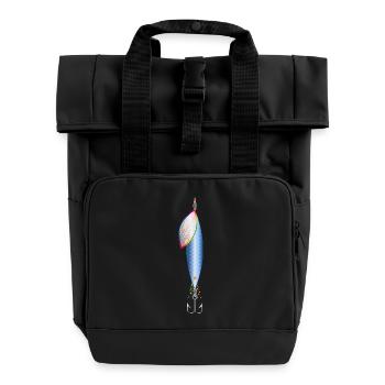 Leurre de pêche fantaisie coloré avec hameçon - Sac à dos Roll Top à deux anses - noir - Devant