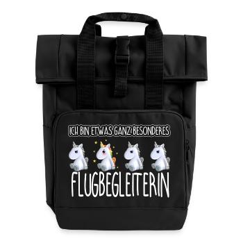 FLUGBEGLEITERIN - Toll - Rolltop Rucksack mit zwei Griffen - Schwarz - Vorne