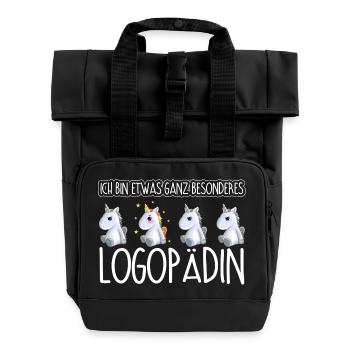 LOGOPÄDIN - Toll - Rolltop Rucksack mit zwei Griffen - Schwarz - Vorne