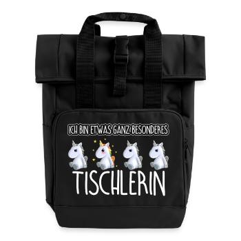 TISCHLERIN - Toll - Rolltop Rucksack mit zwei Griffen - Schwarz - Vorne