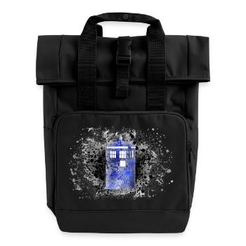 Tardis Paint Splatter - Roll Top Backpack with Two Handles - black - Front