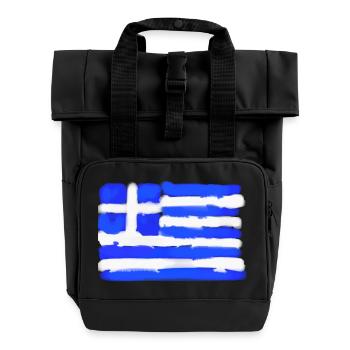 Blue Streaks Greek Flag - Roll Top Backpack with Two Handles - black - Front