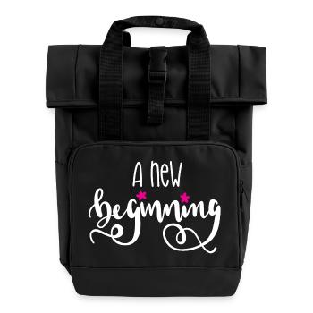 Ein neuer Anfang - Rolltop Rucksack mit zwei Griffen - Schwarz - Vorne