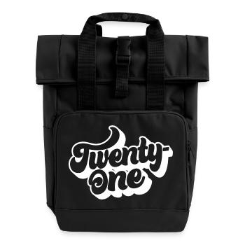 Twenty-One 21st Birthday Men Women 21 Years Old - Roll Top Backpack with Two Handles - black - Front