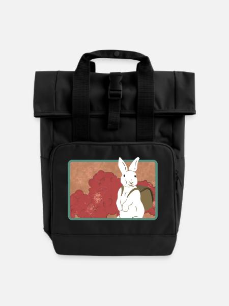 Running rabbit - Roll Top Backpack with Two Handles - black
