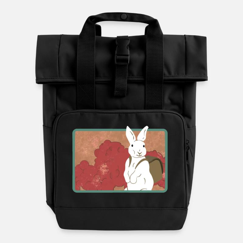 Laufender Hase - Rolltop Rucksack mit zwei Griffen - Schwarz