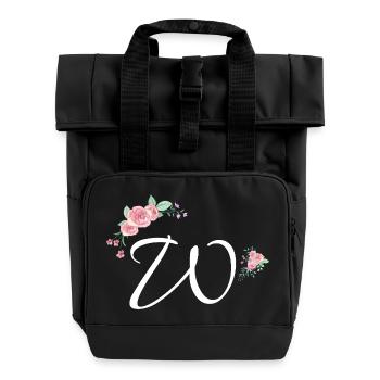Buchstabe w Blumen - Rolltop Rucksack mit zwei Griffen - Schwarz - Vorne