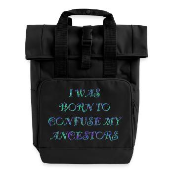 Confused Ancestors - Roll Top Backpack with Two Handles - black - Front