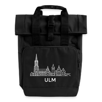 Ulm in White - Roll Top Backpack with Two Handles - black - Front