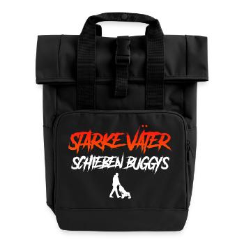 Vaterschaft STARKE MÄNNER SCHIEBEN BUGGYS - Rolltop Rucksack mit zwei Griffen - Schwarz - Vorne