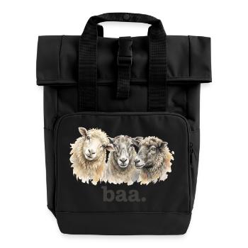Sheep Baa Funny Sheep Lover Funny Baa - Roll Top Backpack with Two Handles - black - Front