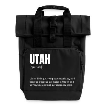Utah Bold Typography Adventure - Roll Top Backpack with Two Handles - black - Front