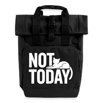 Katzen Spruch Not Today Büro Cat Homeoffice Katze - Rolltop Rucksack mit zwei Griffen - Schwarz - Vorne