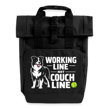 Arbeitslinie statt Sofa | Border Collie - Rolltop Rucksack mit zwei Griffen - Schwarz - Vorne